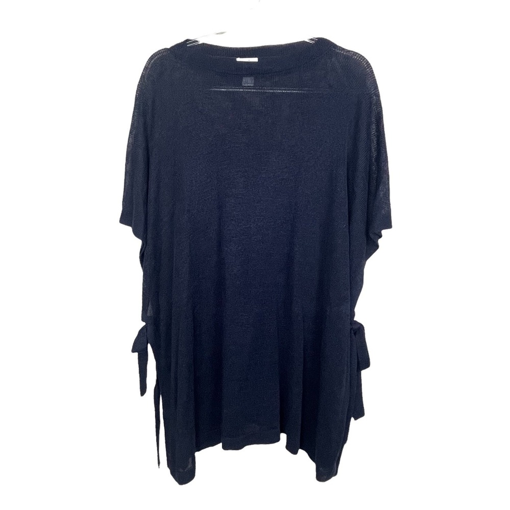 J. Jill Cover Up Tunic Blue One Size Linen Blend Knit Side Ties Boho Resort